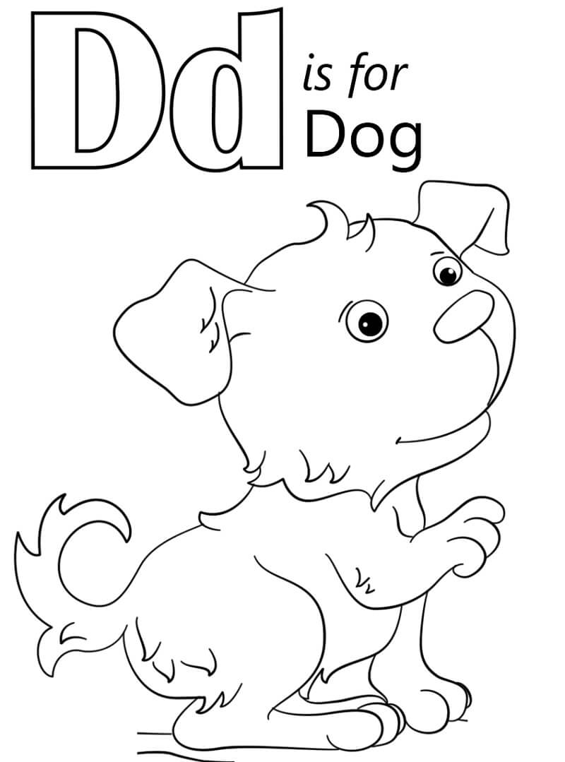 Dog Letter D Coloring Page