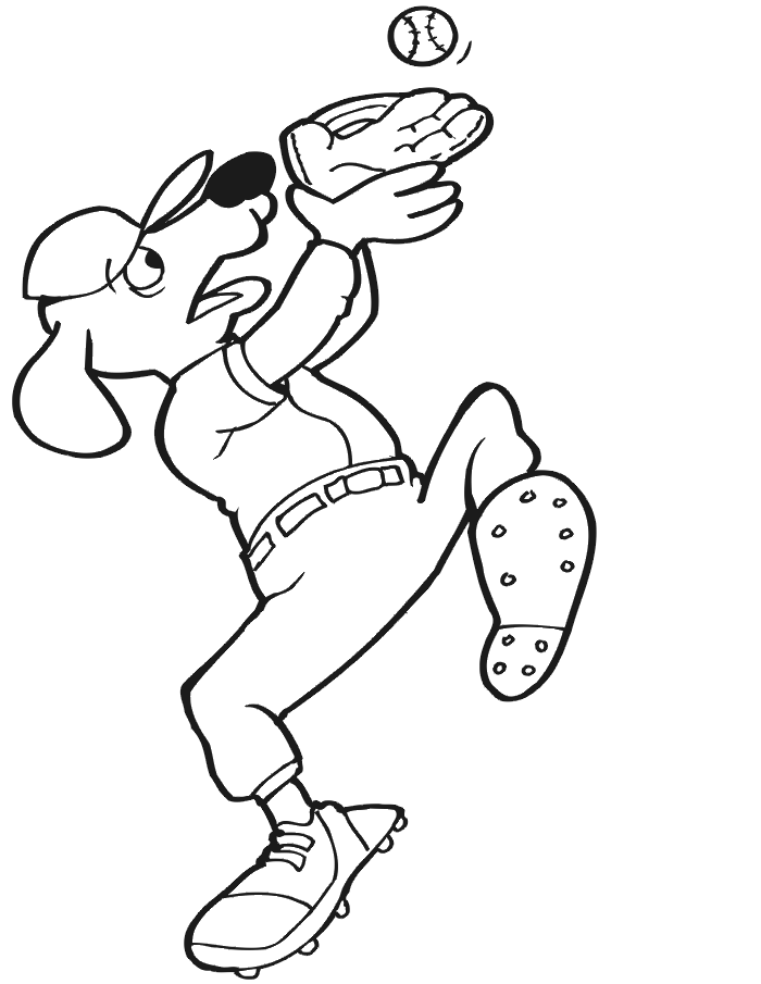 Dog Try To Catch The Ball Coloring Page