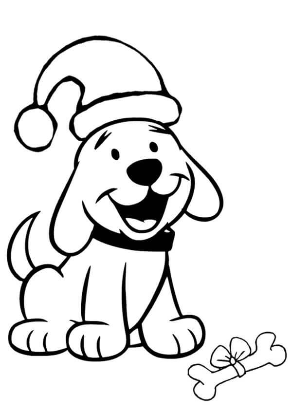 Dog Wearing Santa Hat Coloring Page