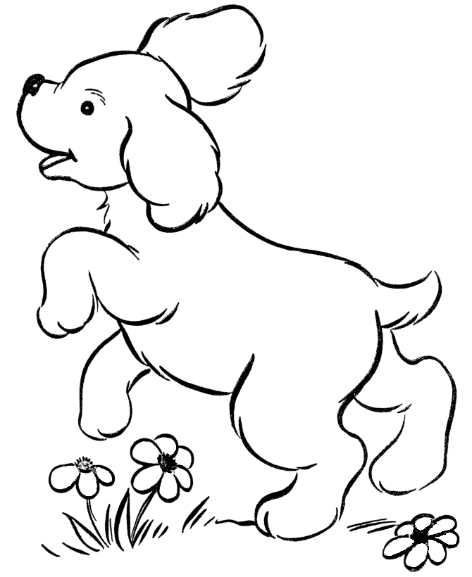 Dog With Flowers Coloring Page