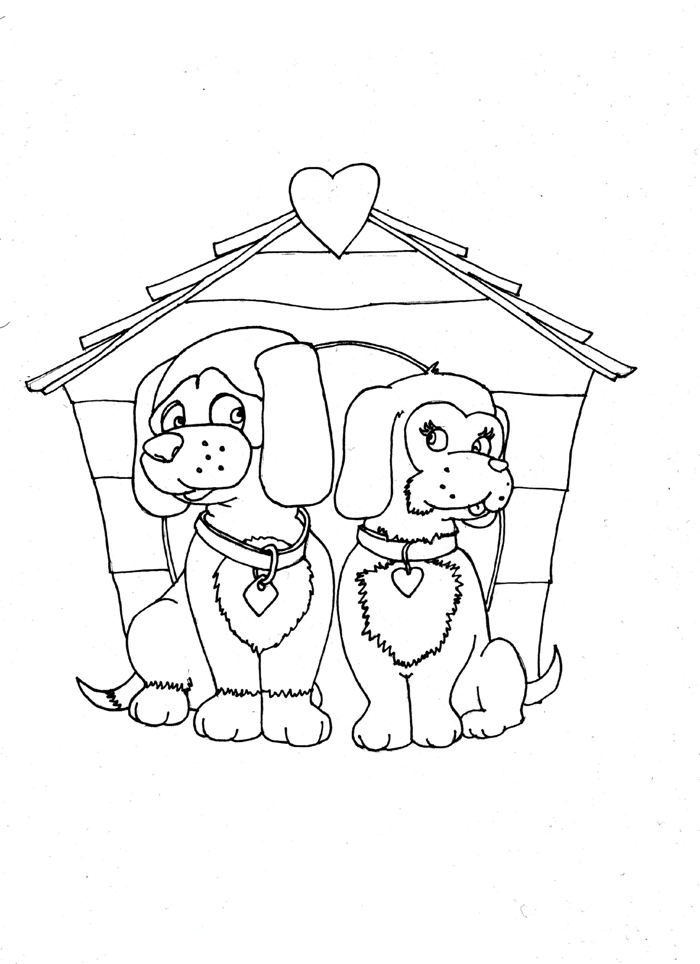 Dogs In Love Animal S204f Coloring Page