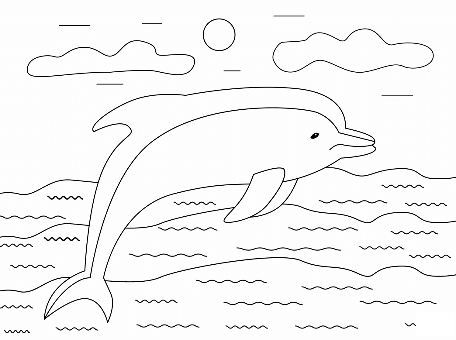 Dolphin Animal Simple Coloring Page