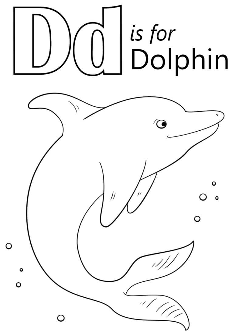 Dolphin Letter D 1 Coloring Page