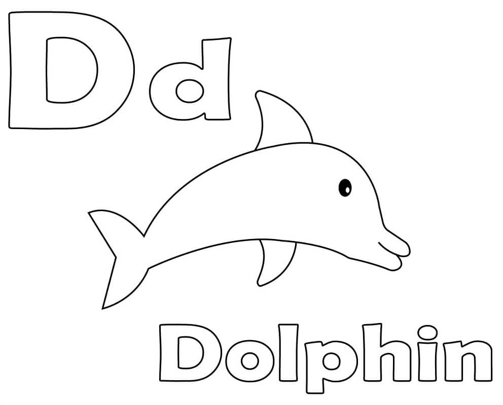 Dolphin Letter D Coloring Page