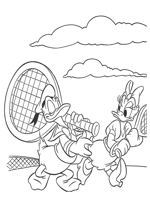 Donald And Daisy Duck With Tennis Rackets