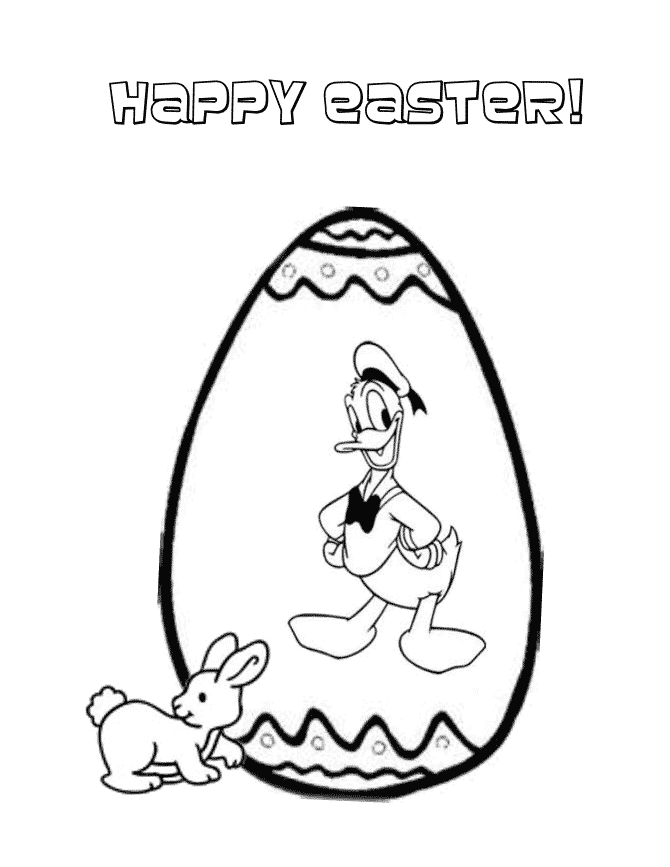 Donald Duck And Easter Egg Coloring Page