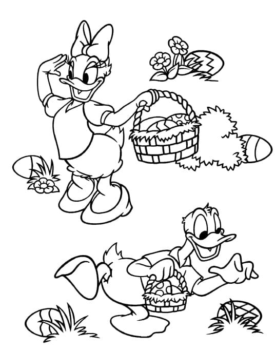 Donald Duck Easter Basket Coloring Page
