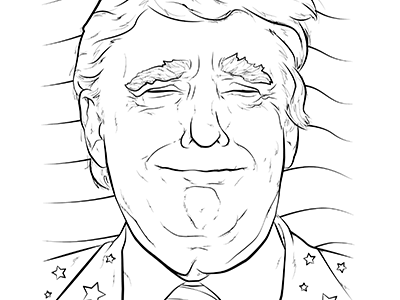 Donald Trump’s Funny Face Coloring Page
