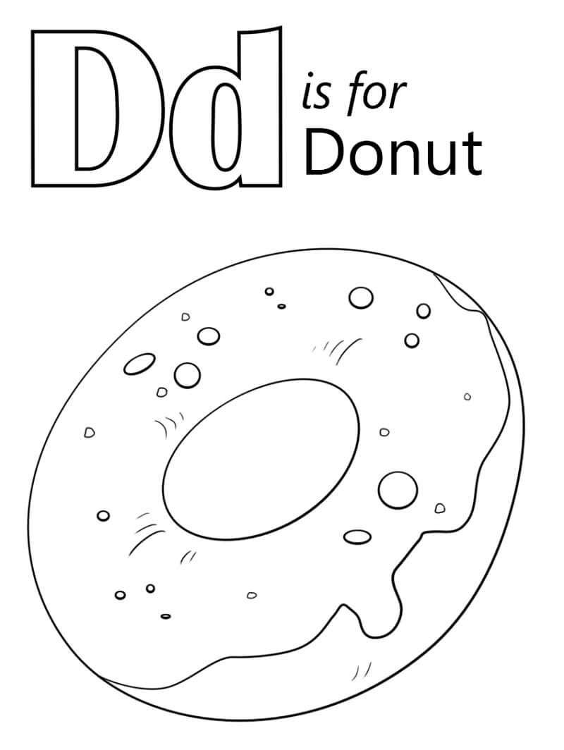 Donut Letter D Coloring Pages   Coloring Cool