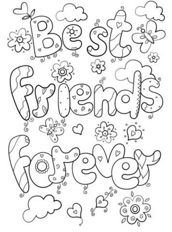 Doodle Best Friends Forever Coloring Page