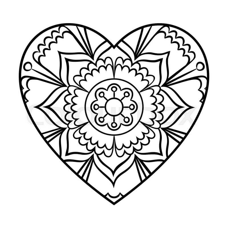 Doodle Heart Mandala Coloring Page