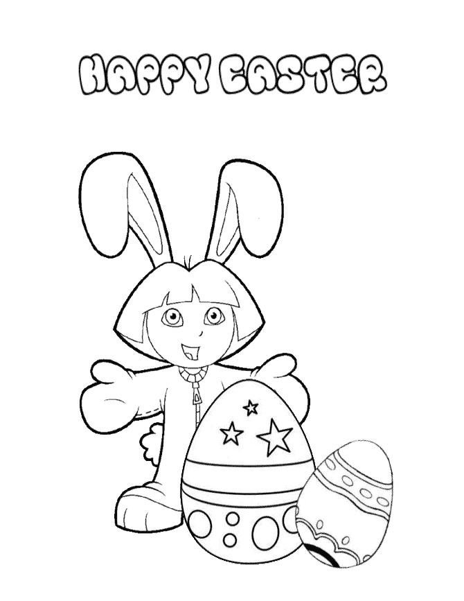 Dora Easter Eggs Coloring Page