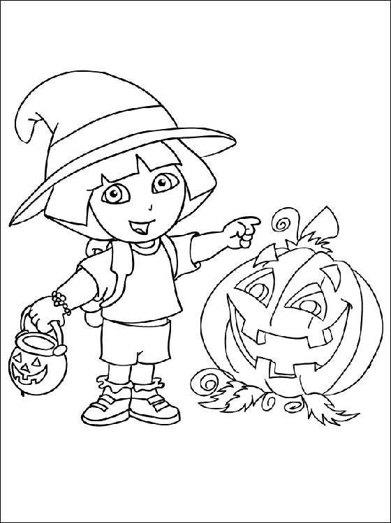 Dora Halloween For Kids Coloring Page