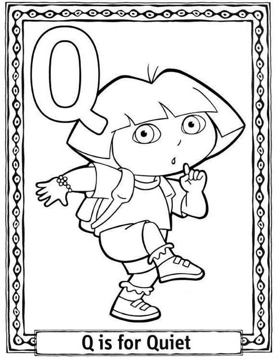 Dora Quiet Alphabet S0227 Coloring Page