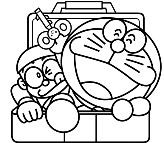 Doraemon And Nobita In Box Coloring Page
