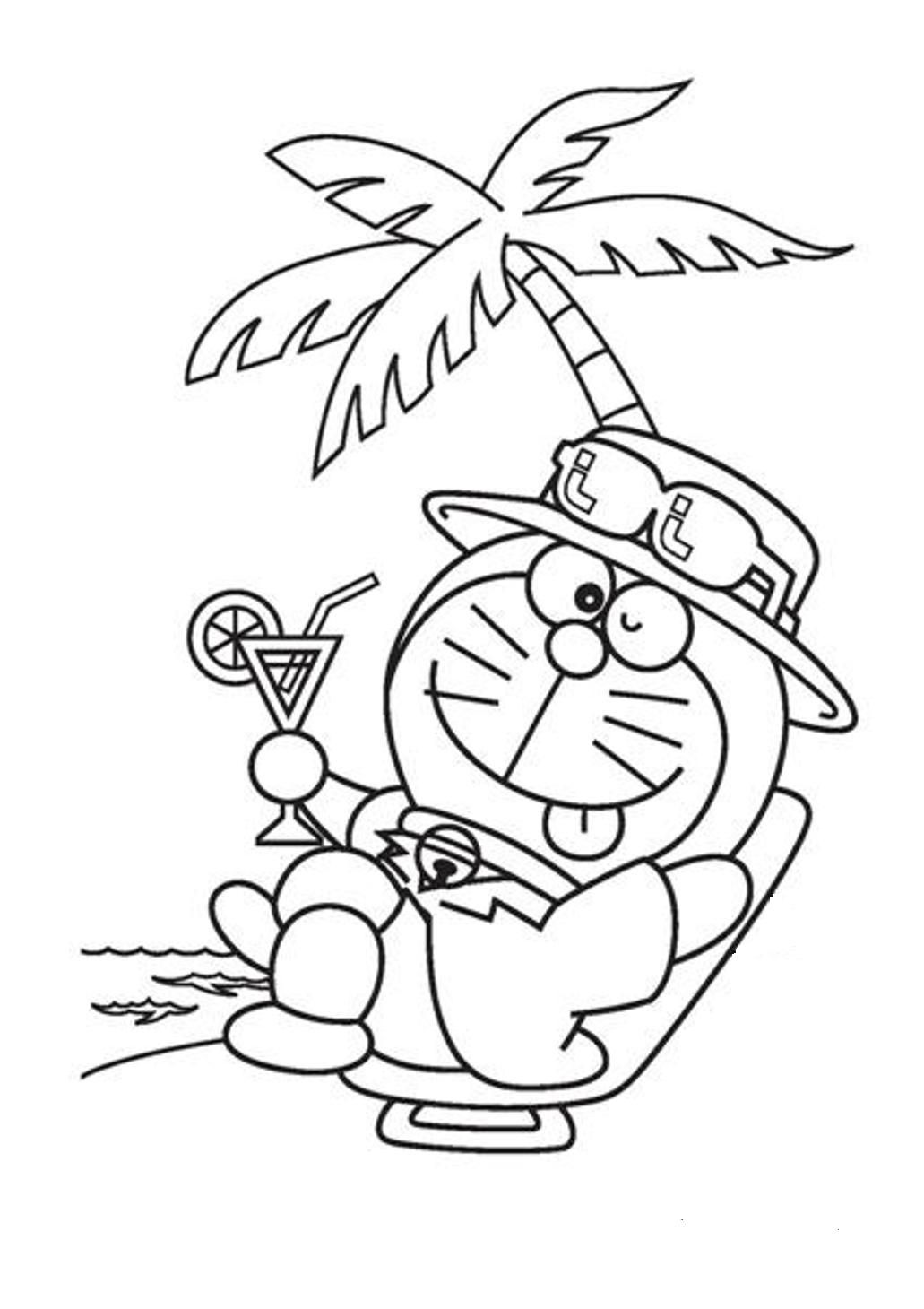 Doraemon At The Beach Coloring Page