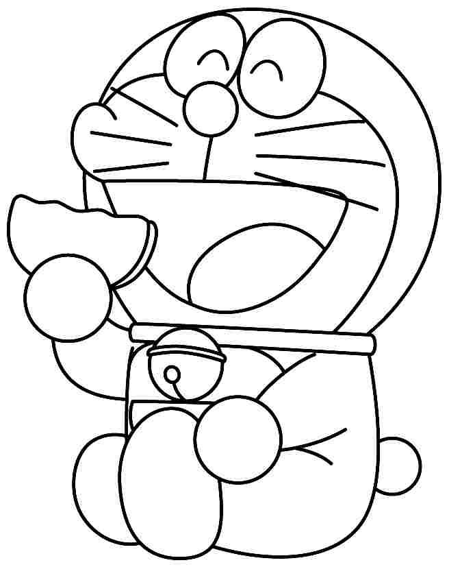 Doraemon Eating Donut Coloring Page