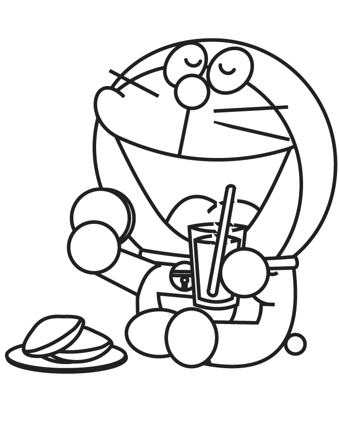 Doraemon Having Lunch Coloring Page