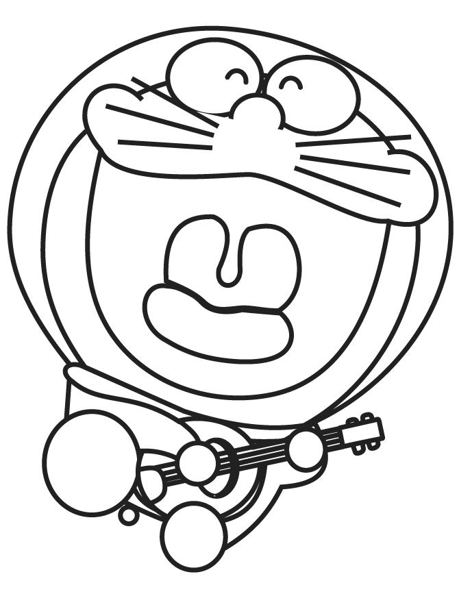 Doraemon Playing Guitar Coloring Page