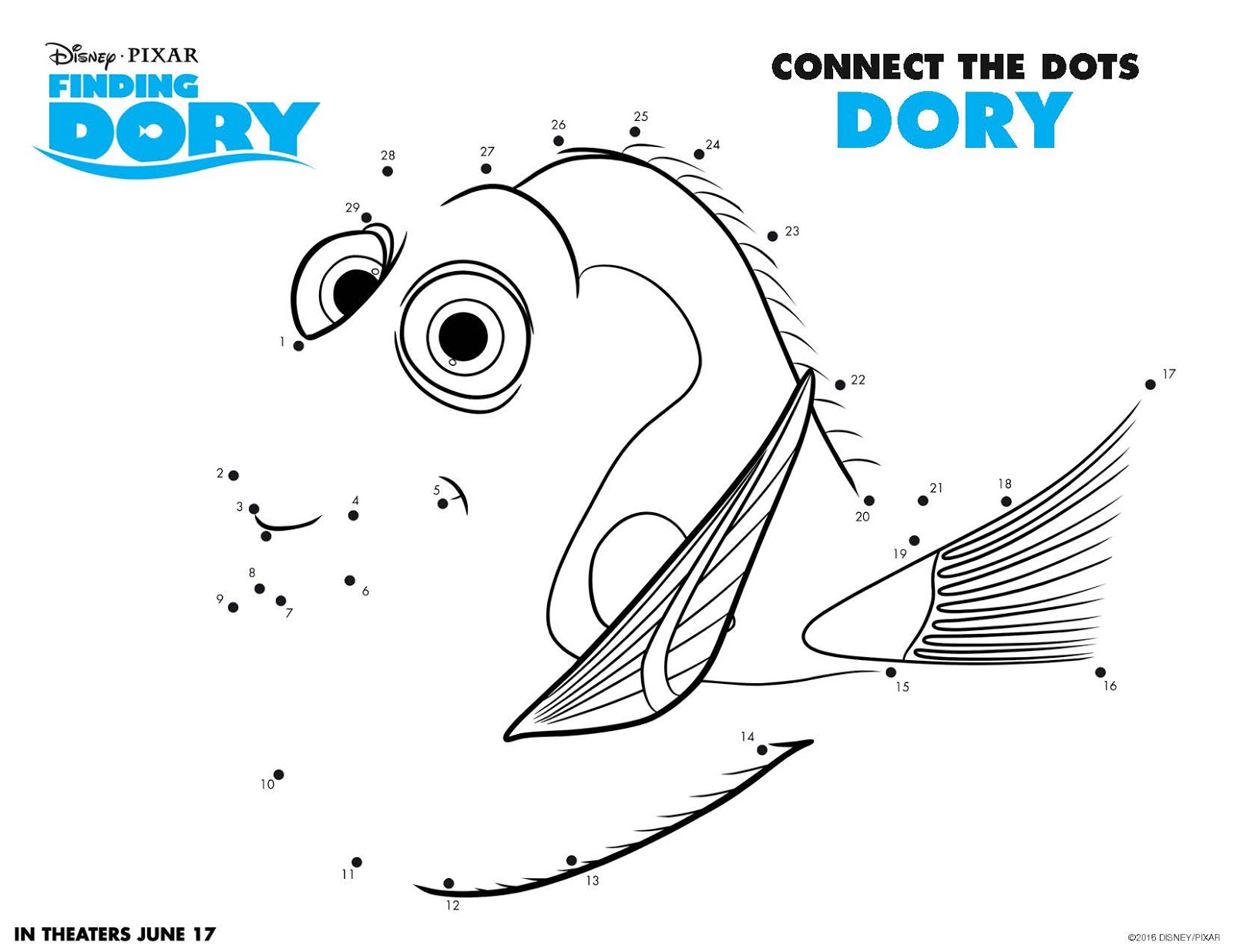Dory Connect the Dots Coloring Page