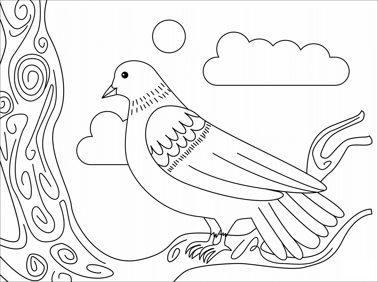 Dove Animal Simple Coloring Page