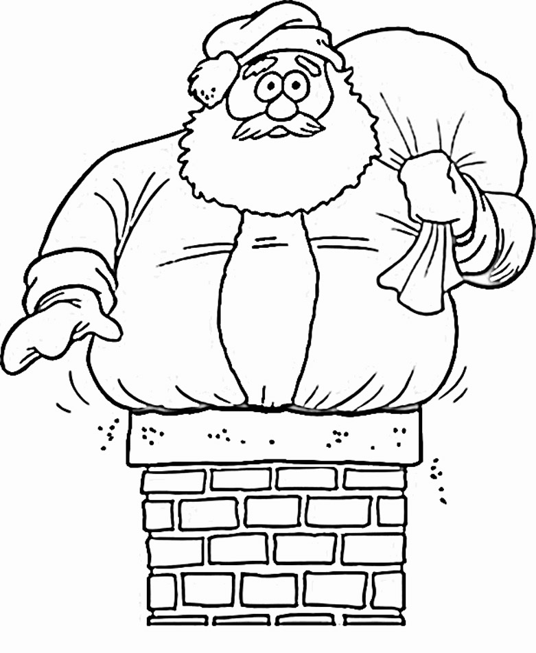 down the chimney – Santas Coloring Page