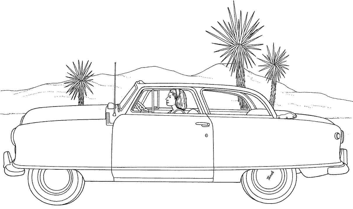 Driving in Desert Coloring Page