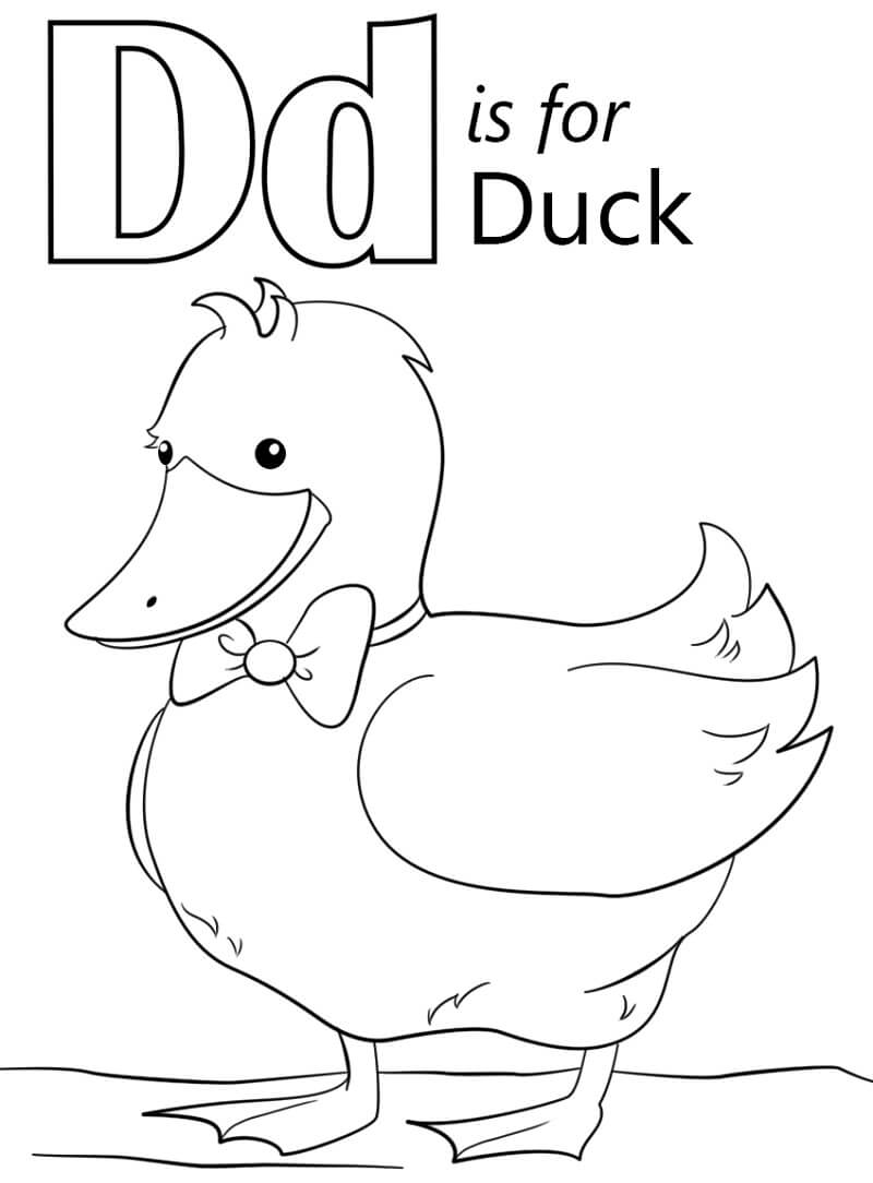 Duck Letter D Coloring Page