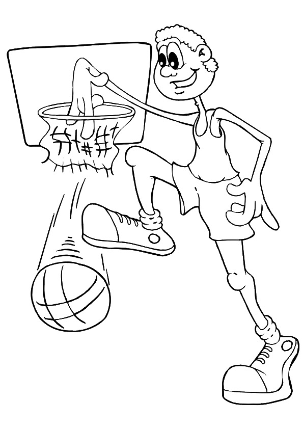 Dunking A Basketballs Coloring Page