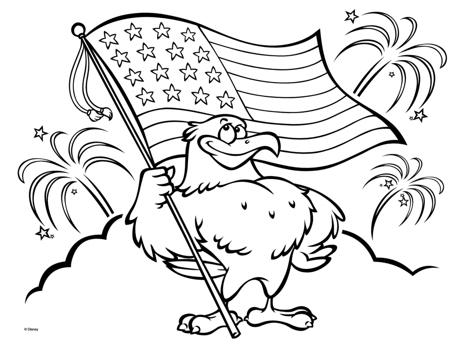 Eagle American Flags Coloring Page