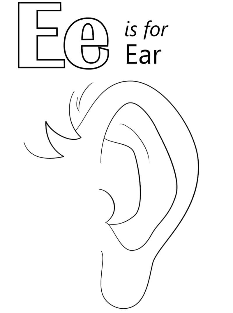 Ear Letter E Coloring Page