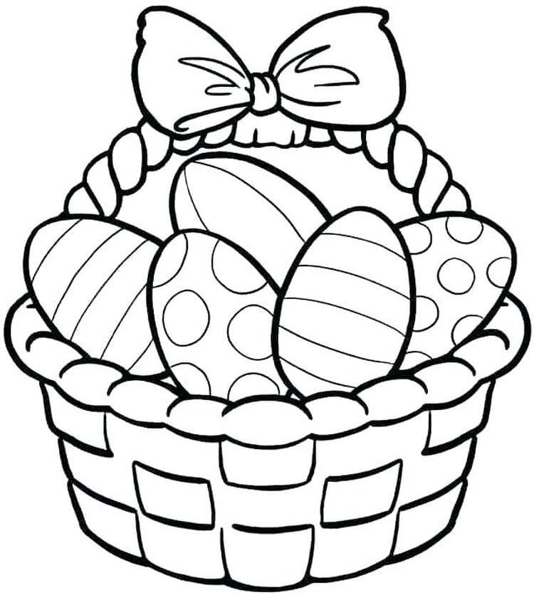 Easter Basket Eggs Coloring Page