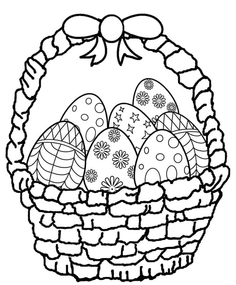 Easter Basket with Eggs Coloring Page