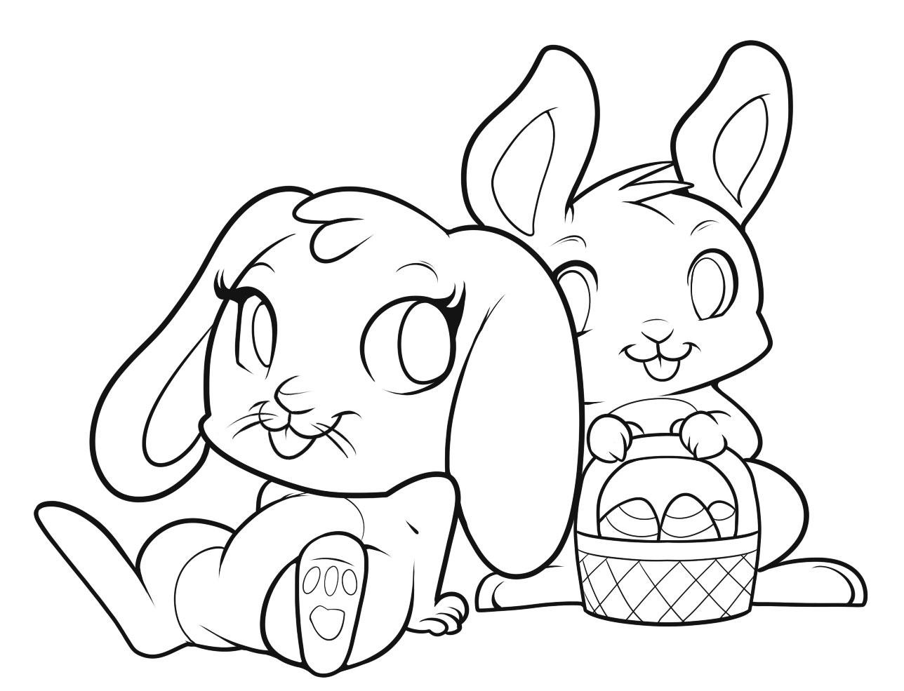 Easter Bunnies Cute Bunny Coloring Pages   Coloring Cool