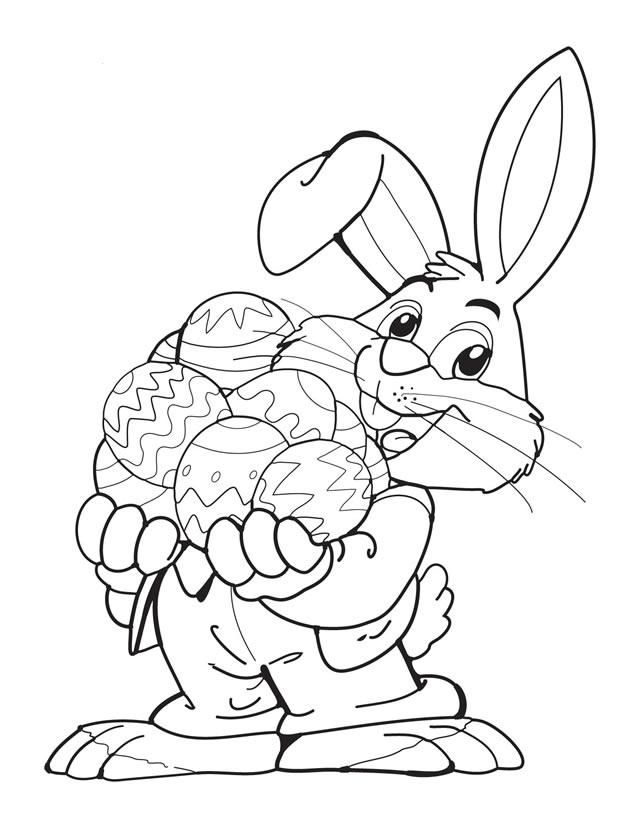 Easter Bunny Eggs Cool Coloring Page