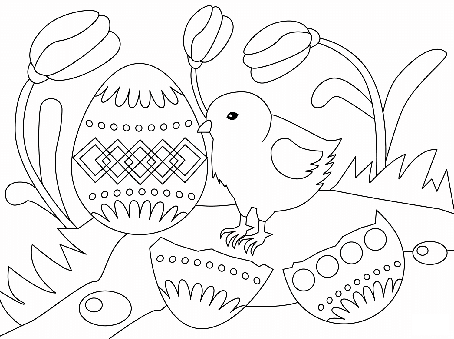 Easter Chick Animal Simple Coloring Page