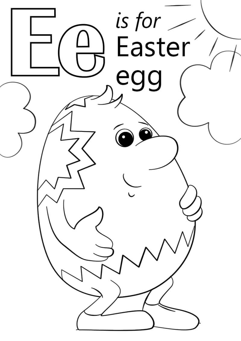 Easter Egg Letter E Coloring Page