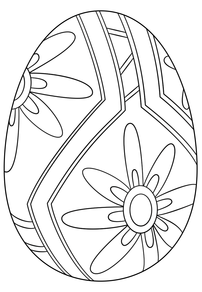 Easter Egg With Flower Pattern 1 Coloring Page