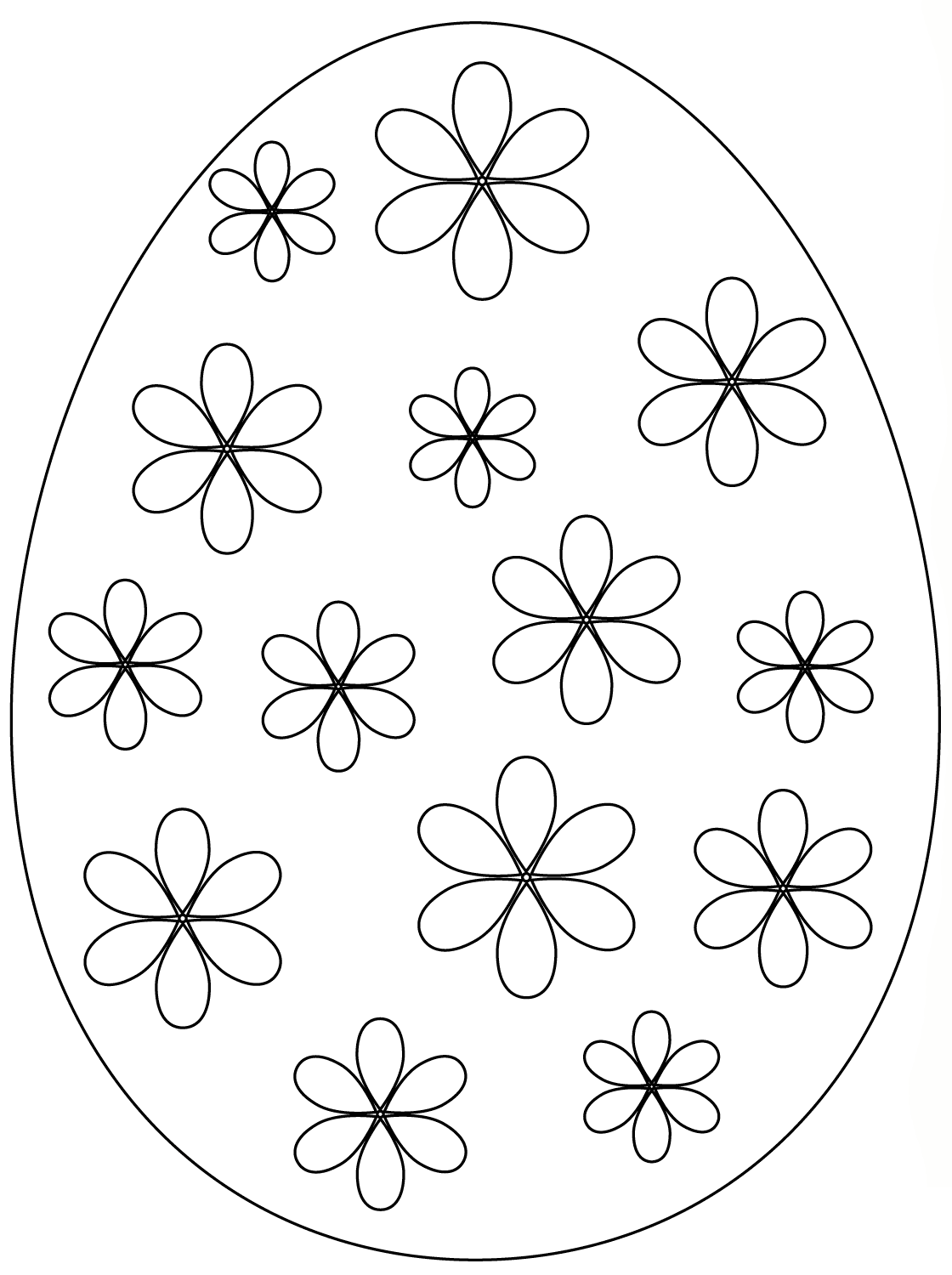 Easter Egg With Flowers Coloring Page