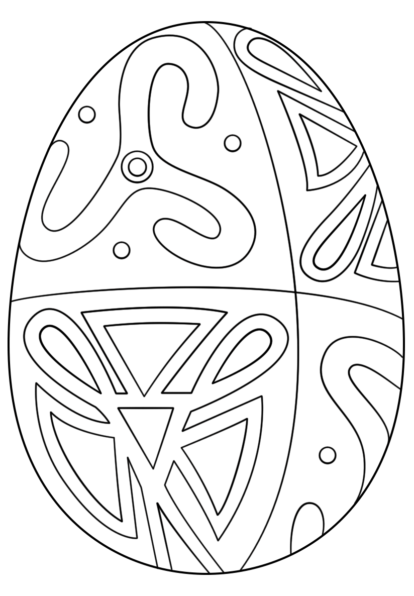 Easter Egg With Folk Pattern Coloring Page