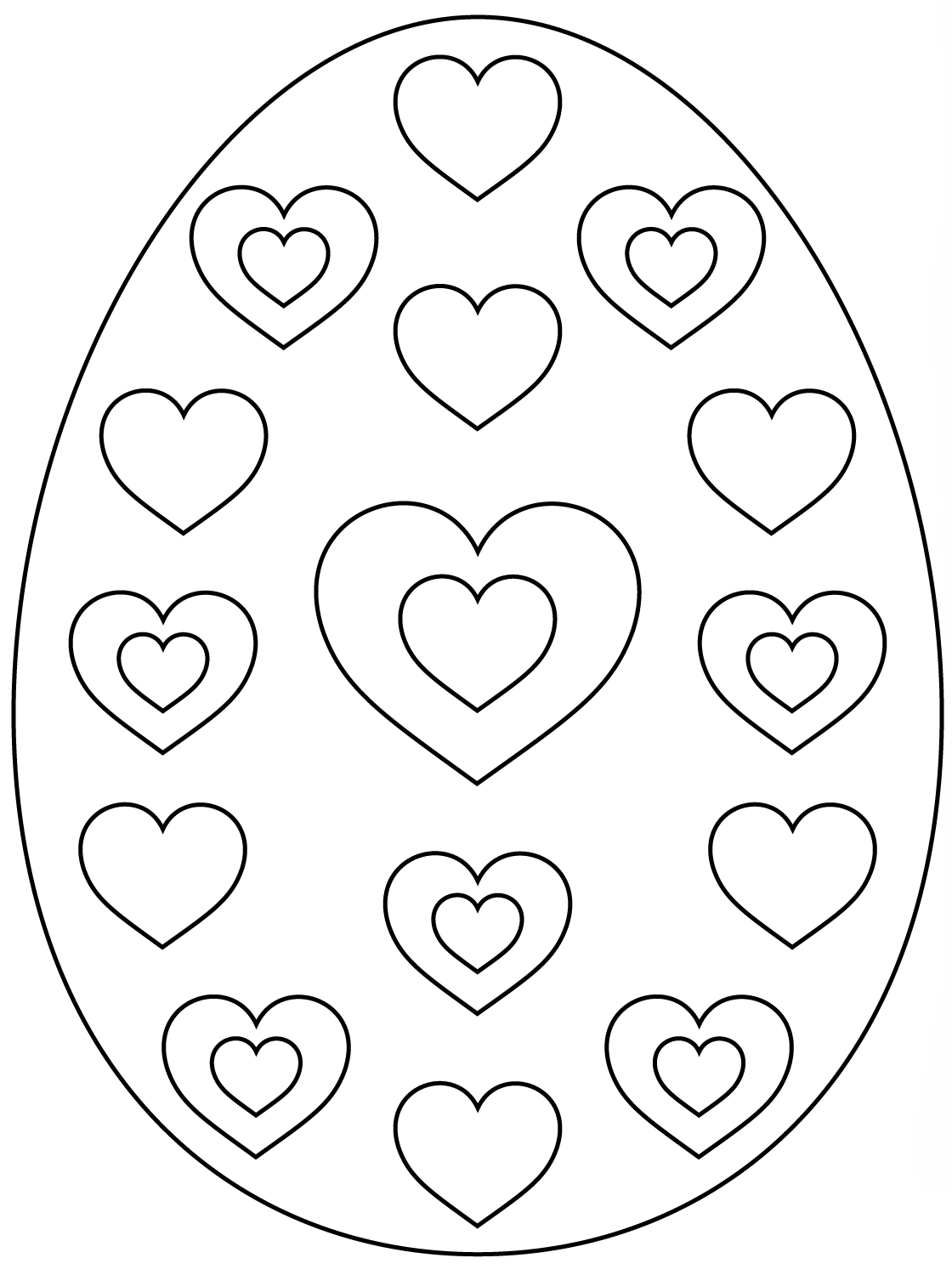 Easter Egg With Hearts Coloring Page