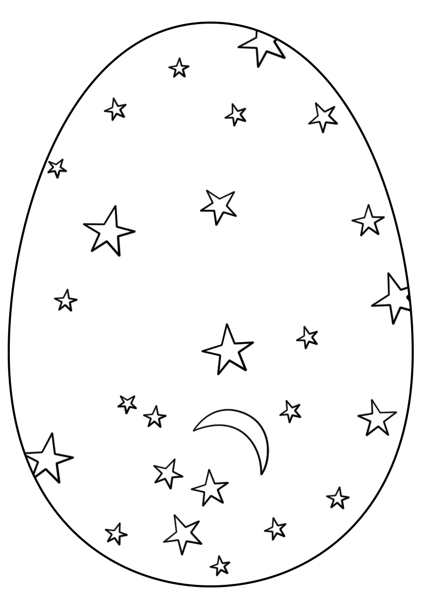 Easter Egg With Stars And Moon Coloring Page