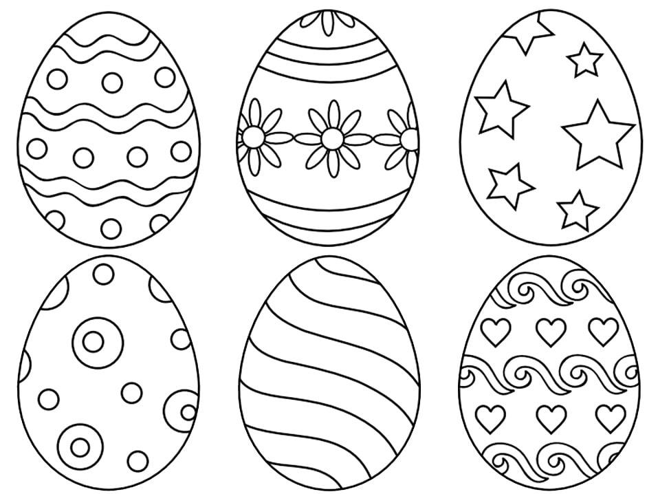 Print Cute Easter Eggs For Kids Coloring Page