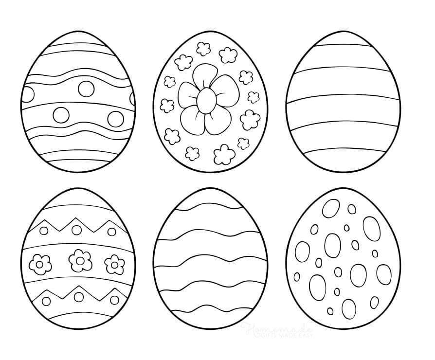 Print Cute Easter Eggs For Children Coloring Page
