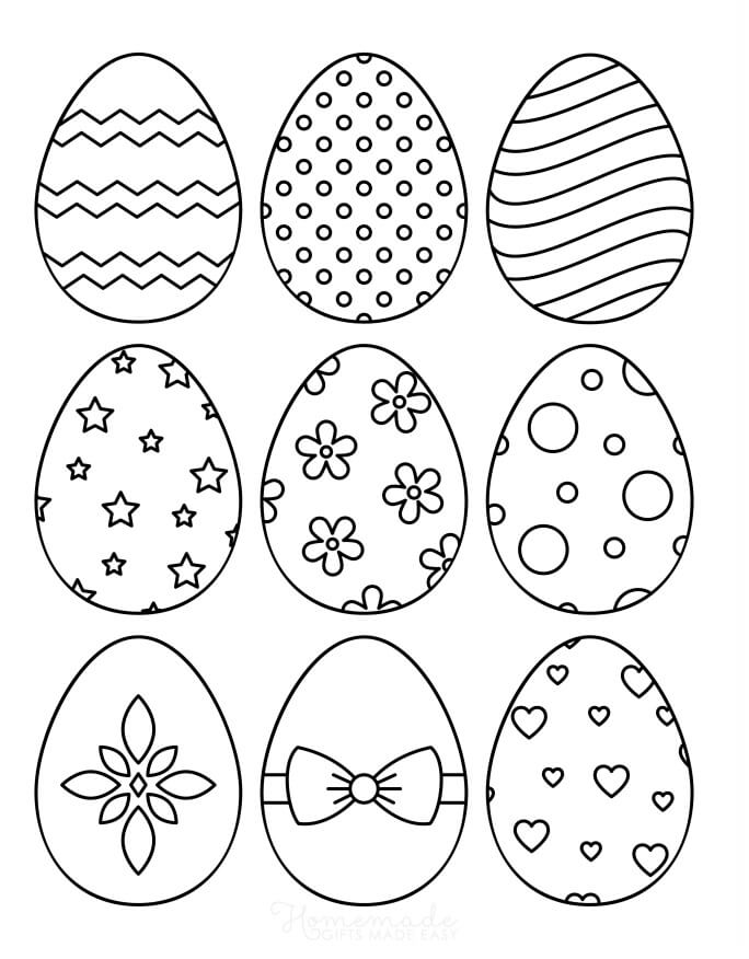 Print Cute Easter Eggs For Kid Coloring Page