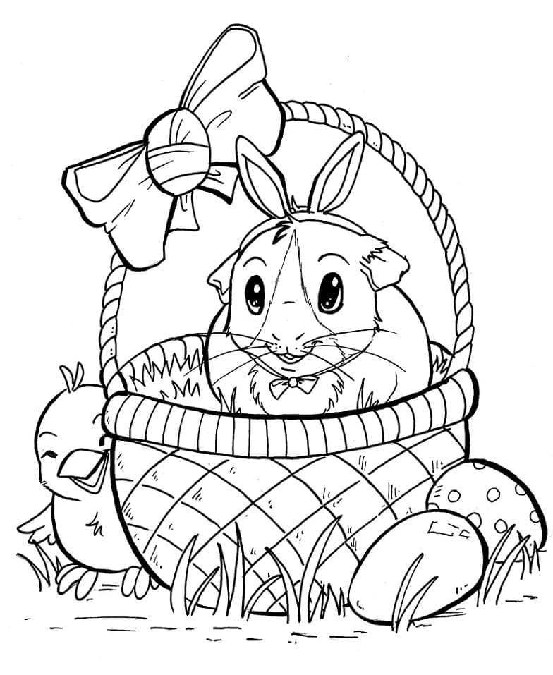 Easter Guinea Pig Coloring Page