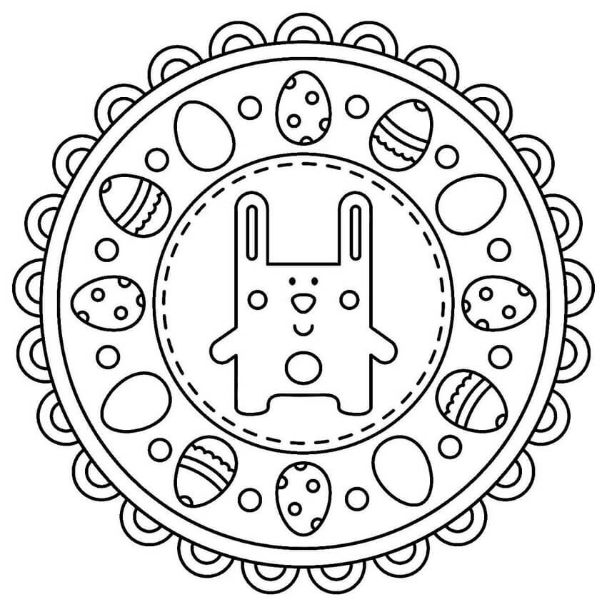 Easter Mandala with Cute Rabbit