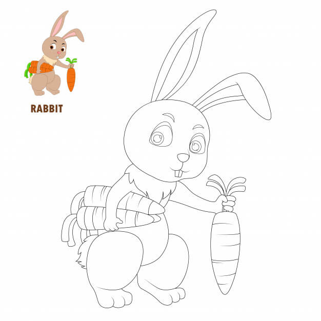 Easter Rabbit Cartoon Coloring Page