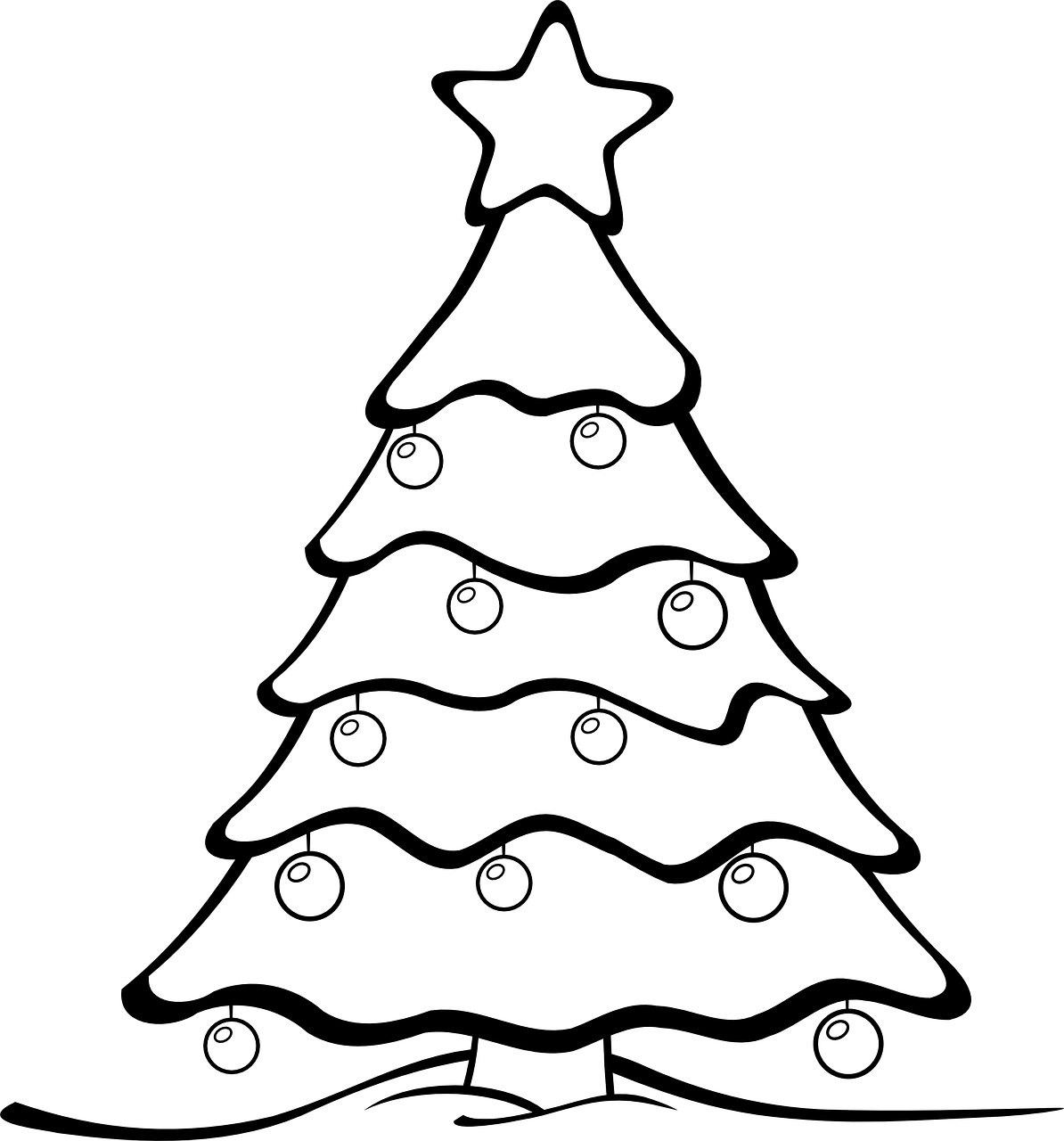 Easy Christmas Tree Drawing Coloring Page