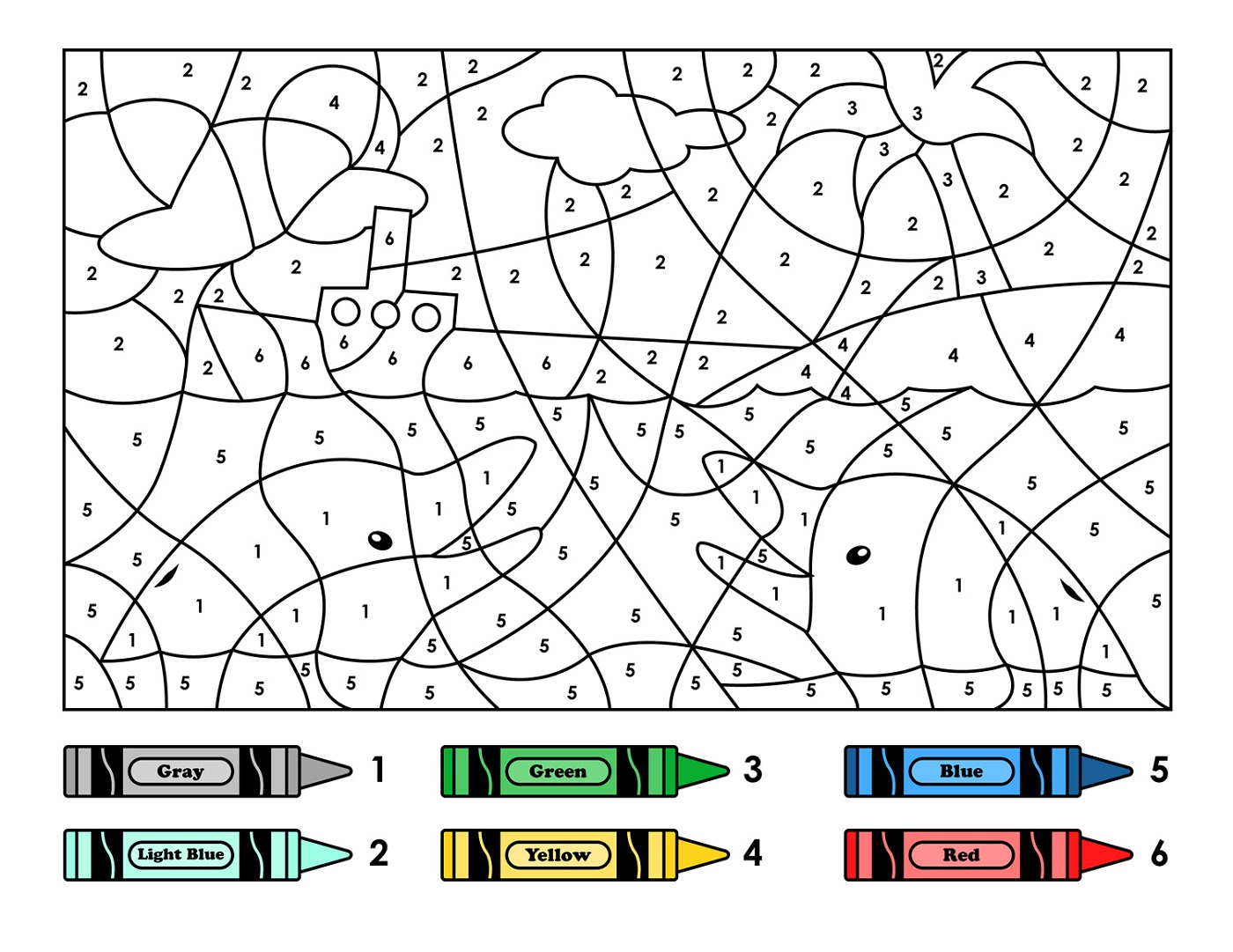 Easy Color by Number Printable Coloring Page